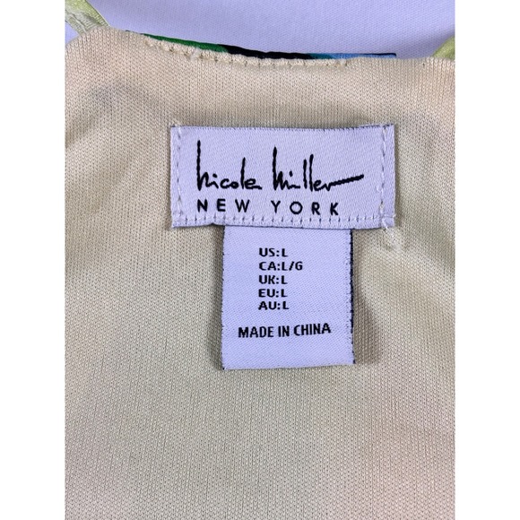 Nicole Miller New York Colorful Summer Abstract Maxi Dress L Resort Vacation - Picture 5 of 9